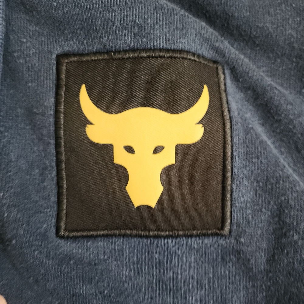Under Armour Project Rock Full Zip Hoodie Men Small Blue Brahma Bull Flag Fleece - Picture 3 of 9